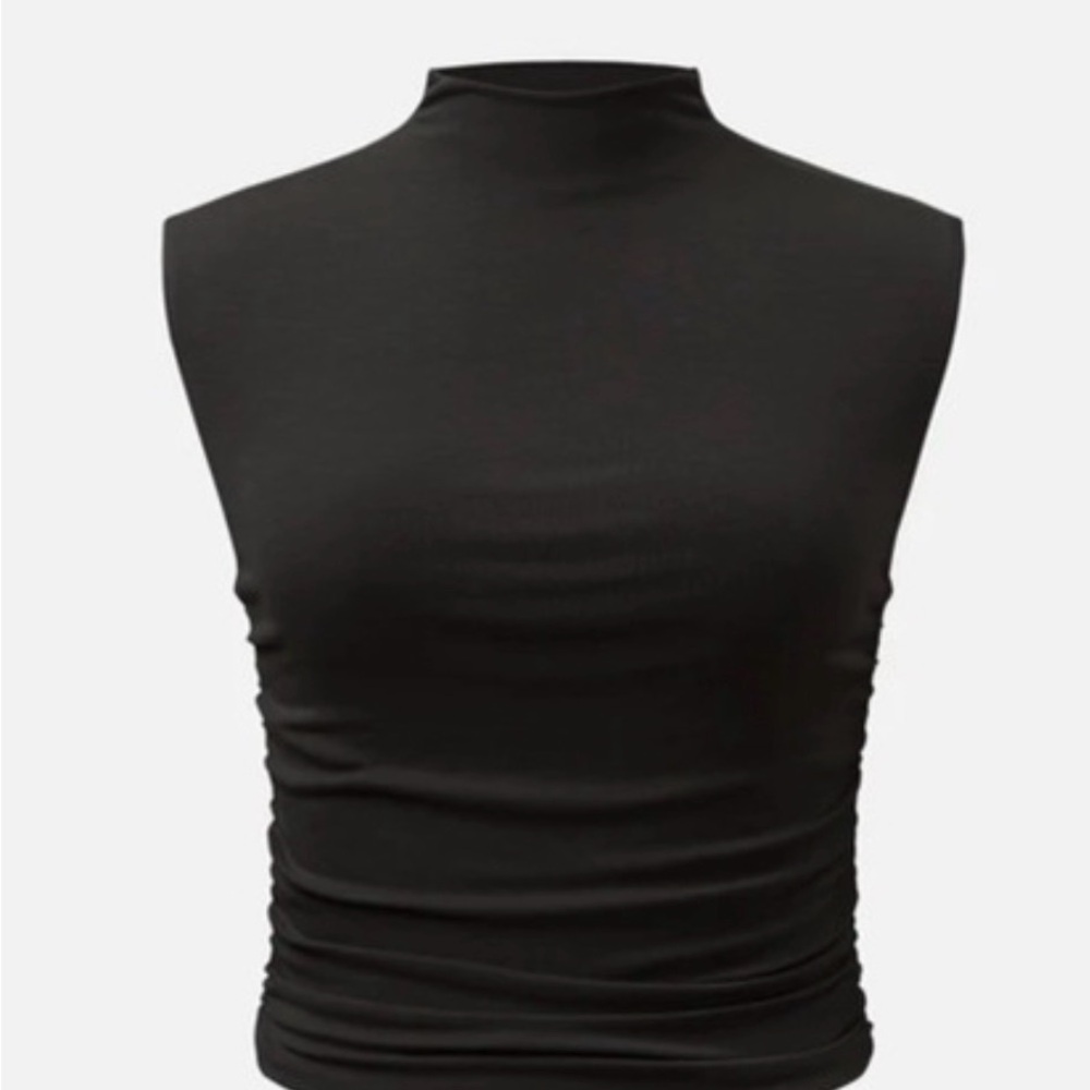 OGL Black Mock Neck Sleeveless Top